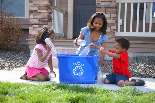 Waste segregation and recycling at a skip hire site